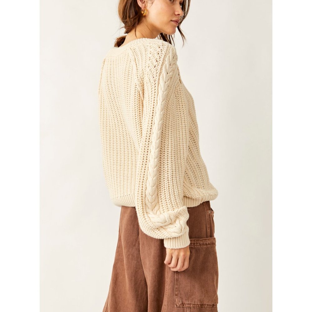 Free People Cream Cable Knit Sweater - Picture 4 of 7